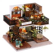 Spilay DIY Miniature Dollhouse Wooden Furniture Kit,Handmade Mini Modern Villa Model with Dust Cover and Music Box,1:24 Scale Creative Doll House Toys Best Birthday Gift for Friend