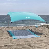 Titan Beach Canopy Sky Blue Sunshade with Sandbag Anchors and Mat - 7ft x 7ft - UPF 50+ - Tent Includes Carry Bag - Weighs 5 Pounds - Portable, Family Sun Protection for The Beach,