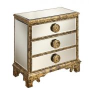 Treasure Trove 32155 36 by 18 by 36-Inch 3-Drawer Mirrored Chest, Antique White and Gold