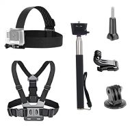 VVHOOY 3 in 1 Universal Action Camera Accessories Bundle Kit - Head Strap Mount/Chest Harness/Selfie Stick Compatible with Gopro Hero 9 8 7 6 5/AKASO EK7000/V50/Brave 7/Dragon Touc
