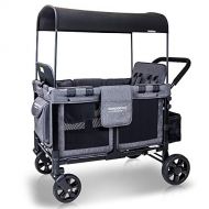 [무료배송]원더폴드 4인승 웨건 유아웨건 WONDERFOLD W4 4 Seater Multi-Function Quad Stroller Wagon with Removable Raised Seats and Slidable Canopy, Gray
