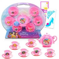 Classic Disney Disney Princess Pretend Play Tea Time Play Set for Girls Kids Toddlers 14 Pc Plastic Princess Dinnerware Playset with Disney Princess Stickers