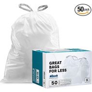 Plasticplace Custom Fit Trash Bags, Compatible with simplehuman Code K (50 Count) White Drawstring Garbage Liners 10 Gallon / 38 Liters 24
