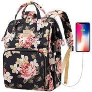 [아마존베스트]VSNOON Laptop Backpack,15.6 Inch Stylish College School Backpack with USB Charging Port,Water Resistant Casual Daypack Laptop Backpack for Women/Girls/Business/Travel (Flower Pattern)