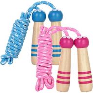 [아마존베스트]ANSUG 2 pieces skipping rope children, adjustable cotton rope skipping with cartoon wooden handle for boys and girls.