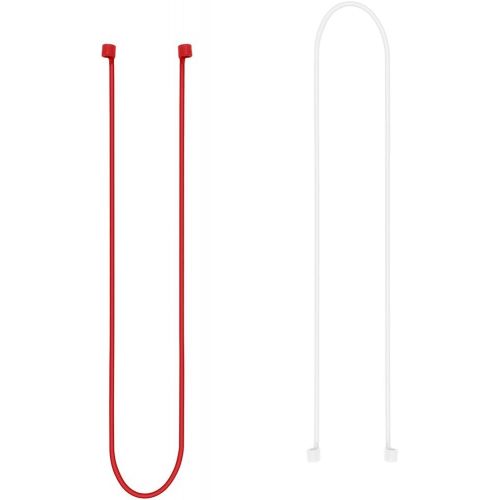  [아마존베스트]LIKDAY 2 Packs AirPods Holding Strap, Airpods Strap, Air Pods Cable Management Wire Cable Connector Band for Airpods (Red+White)