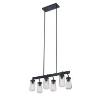 Globe Electric 44243 Tyson Outdoor/Indoor 6-Light Chandelier, Matte Black with Clear Seeded Glass Shades