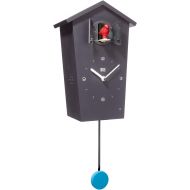 KOOKOO Birdhouse Black, Modern Cuckoo Clock w. 12 Natural Bird Voices or Cuckoo Call, Design Clock w. Pendulum, Natural Field Recordings by Jean-Claude Roche