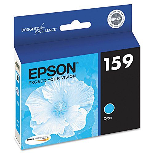 엡손 Epson T159220 (159) UltraChrome Hi-Gloss 2 Ink (Cyan) in Retail Packaging