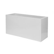 Basic Fiberstone Modern Rectangular Planter Box - Glossy White Flower Pot Sleek Balcony Size: 20H x 16W x 39L - By Pottery Pots - The Essentials series
