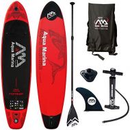 Aqua Marina Monster Modell 2018 12.0 iSUP Sup Stand Up Paddle Board mit Sport II Paddel, Rot schwarz, 365cm x82cm x 15cm