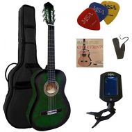 [아마존베스트]MSA 4/4 Guitar  Concert Guitar in Set  Classic  Green Shaded  Lime Wood Top  Bag  Band  Strings  3x PIK  Tuner ET33B  C27