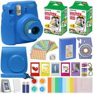Fujifilm Instax Mini 9 - Instant Camera Cobalt Blue with Carrying Case + Fuji Instax Film Value Pack (40 Sheets) Accessories Bundle, Color Filters, Photo Album, Assorted Frames, Se