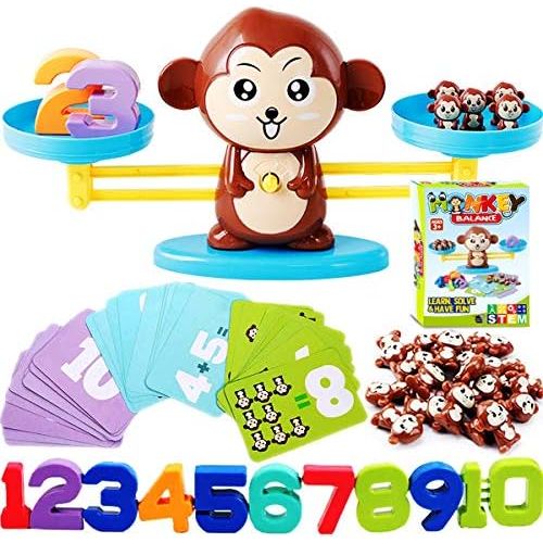  [아마존베스트]CozyBomB Monkey Balance Counting Cool Math Games - STEM Toys for 3 4 5 Year olds Cool Math Educational Kindergarten - Number Learning Material for Boys and Girls