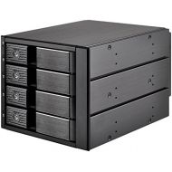 SilverStone Technology SilverStone SST-FS304B - 4 Bay Aluminium Trayless Hot Swap Mobile Rack Backplane with Fan and Lock for SAS/SATA HDD, Black