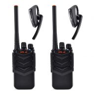 Baofeng HYS TC-B 2.5W Two Way Radio Long Range UHF 400-470MHz 16 Channel Built-in Bluetooth with Wireless Bluetooth Headset -One Machine Dual Use- 2 Pack Walkie Talkie for Field Survival/H