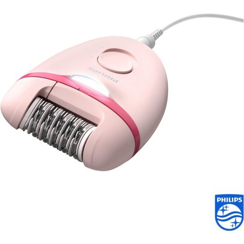 필립스 Philips Satinelle Essential Epilator Set BRP531/00 Smooth Skin for Weeks, 2 Speed Levels, Mini Epilator for Sensitive Areas, Tweezers for Fine Corrections, Pink/White