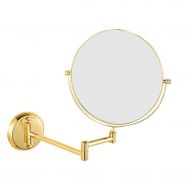 HUMAKEUP 10x Magnification Double-Sided Makeup Mirror 8 Inch Wall Mirror Chrome-Plated Retractable Rotating Bathroom Mirror Gold