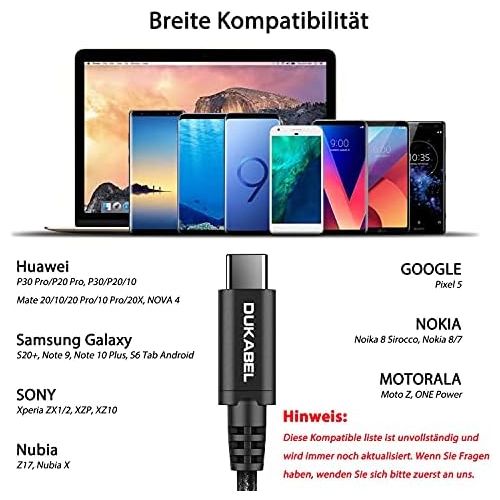  [아마존베스트]DuKabel USB C 3.5 mm Aux Adapter USB Type C Male to 3.5 mm Jack Socket (4 Pole CTIA) Headphone Adapter Compatible with Huawei P40/P30/P20 Pro, Samsung S10E/S10P/S10 5G, Google Pixe
