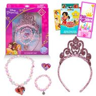 Classic Disney Disney Princess Accessory Set Bundle with Princess Jewelry Including Tiara, Bracelet, Necklace, and Ring Plus Elena of Avalor Stickers and More (Princess Accessories for Little G