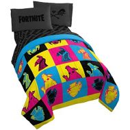 [아마존베스트]Jay Franco Fortnite Neon Warhol 5 Piece Full Bed Set - Includes Comforter & Sheet Set - Bedding Features Llama, Peely, Vertex - Super Soft Fade Resistant Microfiber (Official Fortn