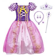 HenzWorld Little Girls Dress Princess Costume Fancy Birthday Party Cosplay Jewelry Accessories Purple Clothes