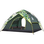 MZXUN Outdoor Camping Tent, Hydraulic Double-Layer Double Door 3-4 Automatic Tent, Wind and Rainproof Travel Essential,Army Green