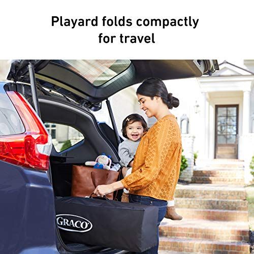 그라코 Graco Pack n Play FoldLite Playard Lightweight Travel Pack n Play with Easy, Compact Fold, Sawyer , 36.5x28.5x30 Inch (Pack of 1)