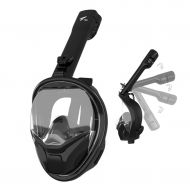 Mankvis Full Face Snorkeling Mask Set, Dry Anti-Fog and Anti-Leakage Free Breathing and Adjustable Head, Foldable