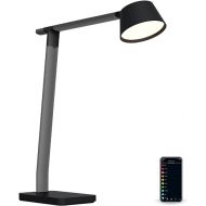 BLACK+DECKER Verve Designer Smart Desk Lamp, Works with Alexa, Auto-Circadian Mode, True White LED + Color Ambiance, Qi Wireless Charger, Black,
