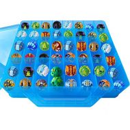 [아마존베스트]HOME4 Double Sided No BPA Toy Storage Container - Compatible with Mini Toys, Small Dolls Bakugan, Tools - Toy Organizer Carrying Case - 48 Compartments (Blue)