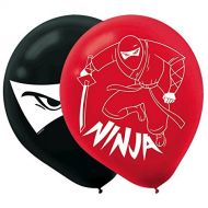 amscan Action Packed Ninja Latex Printed Balloons, Red/Black, 12
