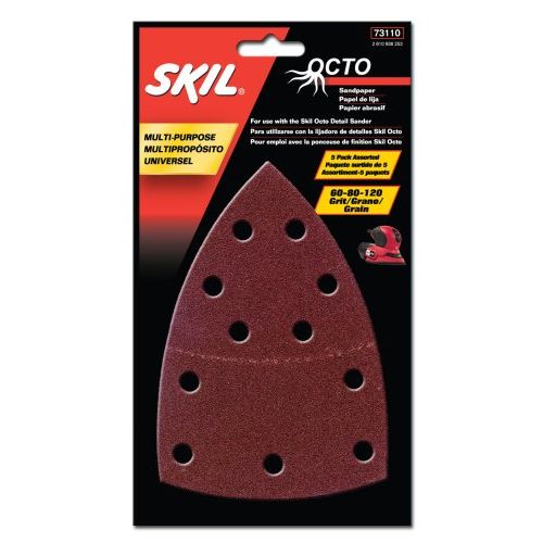 SKIL 5 Pack Octo Sandpaper 60-80-120 Grit Variety - 73110