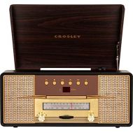 Crosley CR7016A-MA Rhapsody 3-Speed Turntable with Bluetooth, AM/FM Radio, CD Player, and Aux-in, Mahogany