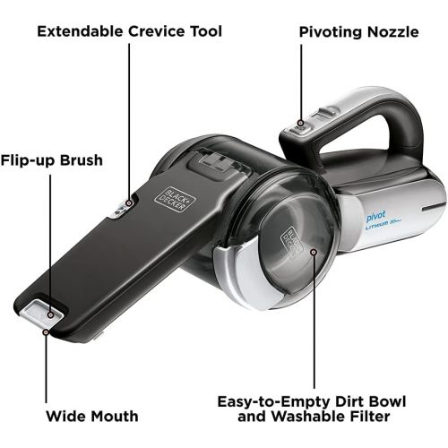  BLACK+DECKER 20V Max Handheld Vacuum, Cordless, Grey (BDH2000PL)