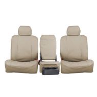 Front Seats: ShearComfort Custom Pro-Tect Vinyl Seat Covers for GMC Sierra 1500 (2014-2014) in Tan for 40/20/40 w/Folddown 3 Cup Console and Adjustable Headrests