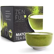 Zenful Solution Matcha Bowl Authentic Japanese Ceramic Chawan Traditional Pottery for Making, Mixing, Whisking & Drinking Tea Suitable for Hot & Cold Drinks 13cm x 7.9cm