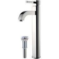 Kraus FVS-1007-PU-10CH Ramus Single Lever Vessel Bathroom Faucet with Matching Pop Up Drain Chrome