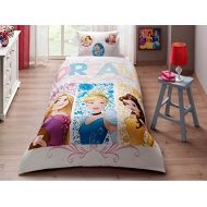 Bekata Princess Bedding Set for Girls, Single/Twin Size Quilt/Duvet Cover Set with Fitted Sheet, Made in Turkey (3 PCS)