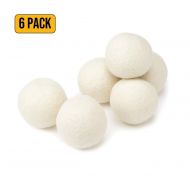 YOUYITAO Wool Dryer Balls by Sheep 6-Pack Natural Organic Laundry Fabric Softener Save Drying Time Reduce Wrinkle,Reusable Hypoallergenic Baby Safe and Unscented