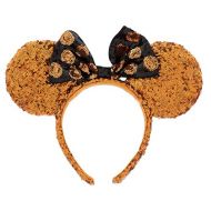 Disney Parks Mickey Minnie Mouse Orange Sequin Ears Black Bow Halloween Headband