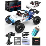 BEZGAR HM124 Brushless Hobby Grade 1:12 Scale Remote Control Truck, 4WD High Speed 52+ kmh All Terrains Off Road RC Monster Vehicle Car Crawler with 3 Rechargeable Batteries for Bo
