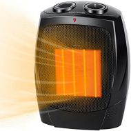 GiveBest Portable Ceramic Small Space Heater, 750W/1500W Electric Heater with Adjustable Thermostat, Safety Tip Over Switch and Overheat Protection, Normal Fan and Quiet Heater for Office B