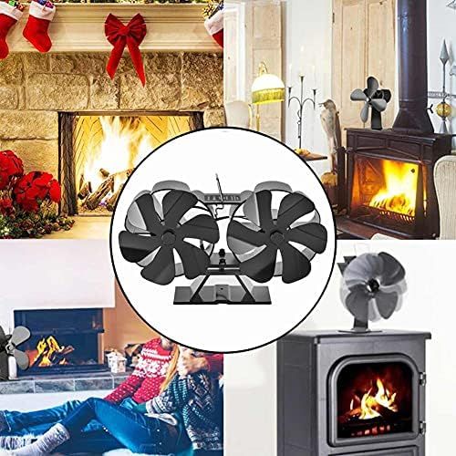  EastMetal 12 Blade Stove Fan, Upgrade Double Head Fireplace Fan, Log Burner Fan, Silent Operation Efficient Heat Distribution No Battery or Electricity Required, for Wood/Log Burne