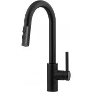 KINFAUCETS Modern Contemporary Matte Black Single Handle Gooseneck Stainless Steel Pull Down Kitchen Sink Faucet, Kitchen Faucet with Sprayer,Matte Black