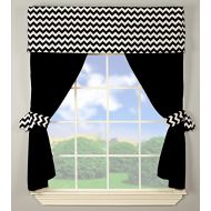 [아마존베스트]Baby Doll Bedding Chevron Window Valance and Curtain Set, Black