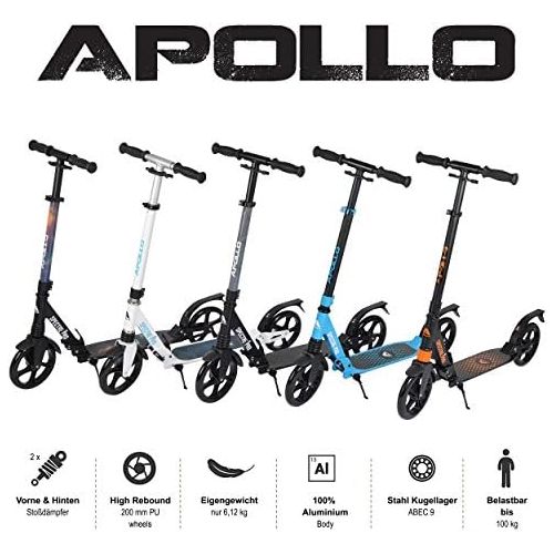  Apollo 200mm Wheel City Scooter - Spectre Pro City Scooter mit Doppel Federung, City-Roller klappbar und hoehenverstellbar, Kickscooter fuer Erwachsene und Kinder