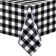 [아마존베스트]Boao 3 Pieces Christmas Buffalo Plaid Plastic Table Covers Rectangle Checkered Holiday Cottage Check Tablecover for Picnic, 51 x 71 Inch (Black and White Checked)