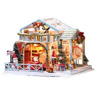 Rylai DIY Miniature Dollhouse Kit with Music Box 3D Puzzle Challenge for Adult Christmas Snowy Night