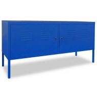 AyaMastro 46.5L Blue Steel TV Cabinet Storage Shelf Organizer Garage Tool File Locker w/Lockable Door with Ebook